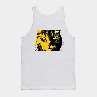 ANGRY CAT POP ART - ORANGE YELLOW BLACK TRASPARENT Tank Top